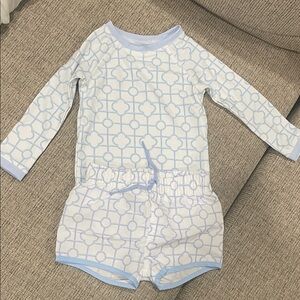 Edgehill Collection Blue and White Kids Swim Trunks